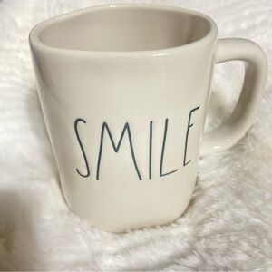 Rae Dunn White and Black Ceramic Mug with Minimalist Design
